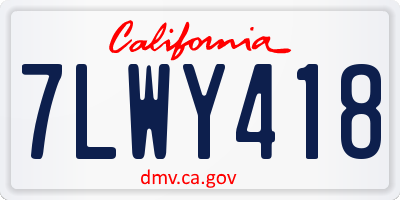 CA license plate 7LWY418