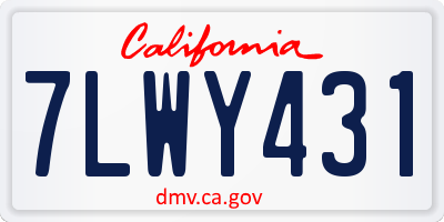 CA license plate 7LWY431