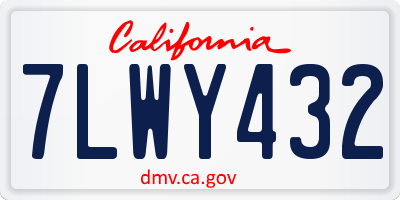 CA license plate 7LWY432