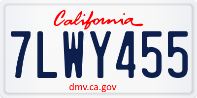 CA license plate 7LWY455