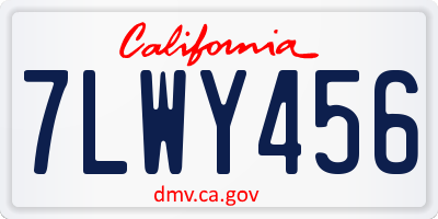 CA license plate 7LWY456