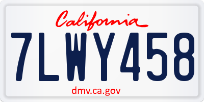 CA license plate 7LWY458