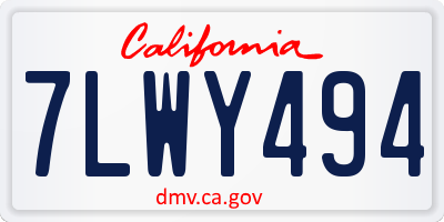CA license plate 7LWY494