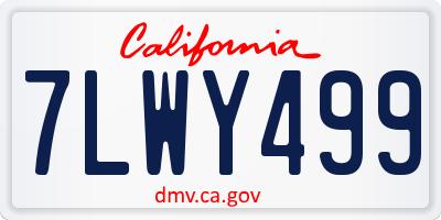 CA license plate 7LWY499