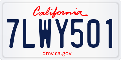 CA license plate 7LWY501