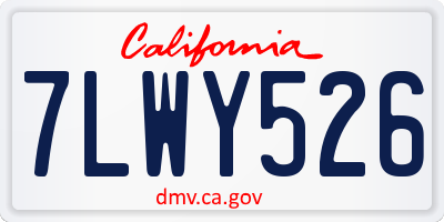 CA license plate 7LWY526