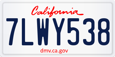CA license plate 7LWY538