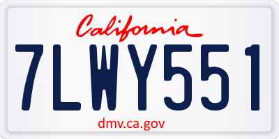 CA license plate 7LWY551