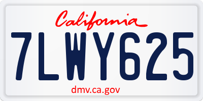 CA license plate 7LWY625
