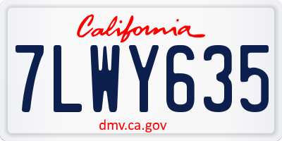 CA license plate 7LWY635