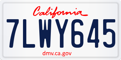 CA license plate 7LWY645