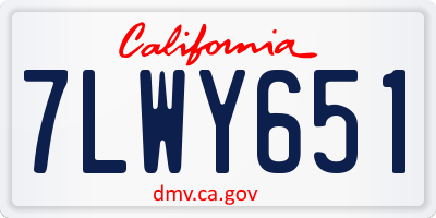 CA license plate 7LWY651