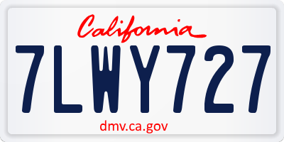 CA license plate 7LWY727
