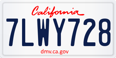 CA license plate 7LWY728