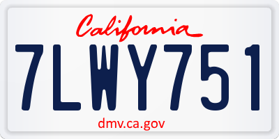CA license plate 7LWY751