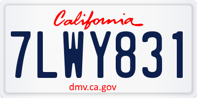 CA license plate 7LWY831