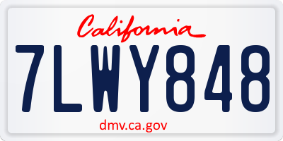 CA license plate 7LWY848
