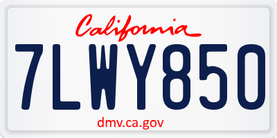 CA license plate 7LWY850
