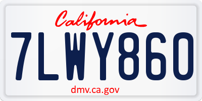 CA license plate 7LWY860
