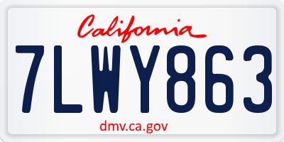 CA license plate 7LWY863