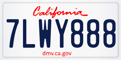 CA license plate 7LWY888