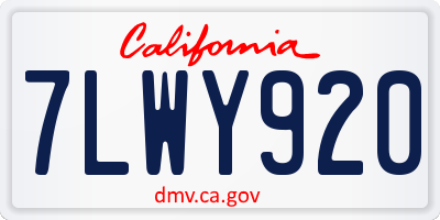 CA license plate 7LWY920