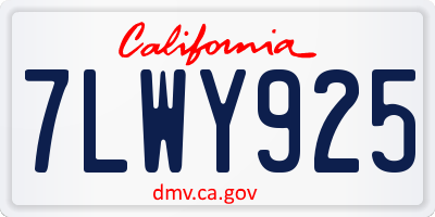 CA license plate 7LWY925