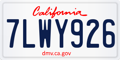 CA license plate 7LWY926