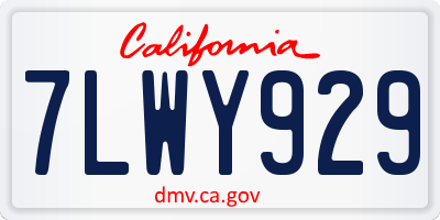 CA license plate 7LWY929