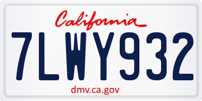 CA license plate 7LWY932