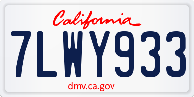 CA license plate 7LWY933