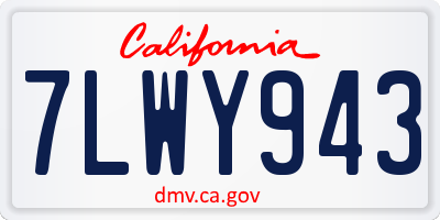 CA license plate 7LWY943