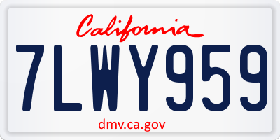 CA license plate 7LWY959
