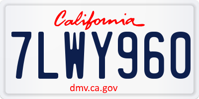 CA license plate 7LWY960