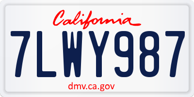 CA license plate 7LWY987