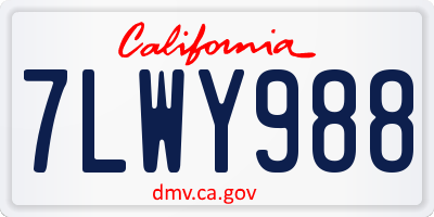 CA license plate 7LWY988