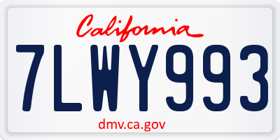 CA license plate 7LWY993