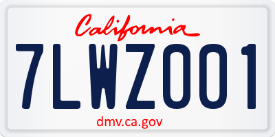 CA license plate 7LWZ001