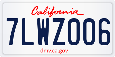 CA license plate 7LWZ006
