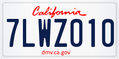 CA license plate 7LWZ010