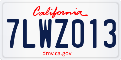 CA license plate 7LWZ013