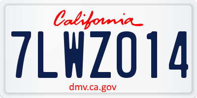 CA license plate 7LWZ014