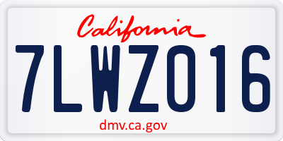 CA license plate 7LWZ016