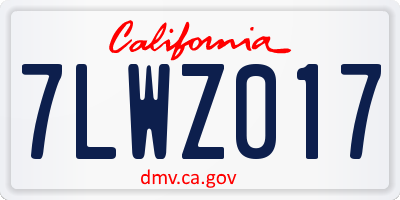 CA license plate 7LWZ017
