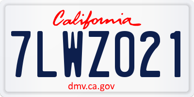 CA license plate 7LWZ021