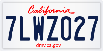 CA license plate 7LWZ027