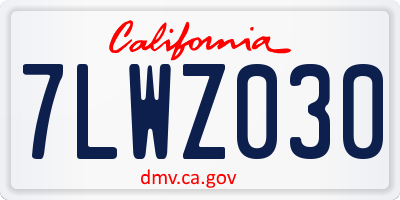 CA license plate 7LWZ030