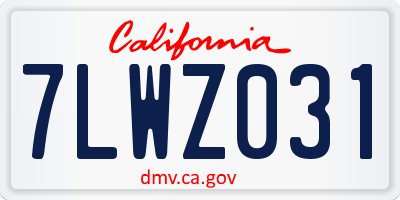 CA license plate 7LWZ031