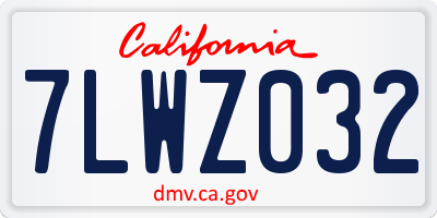 CA license plate 7LWZ032