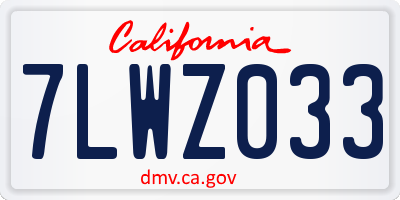 CA license plate 7LWZ033